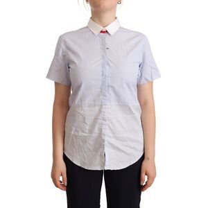 AGLINI Short Sleeve Collared Blouse Women Light Blue Tops & T-Shirts